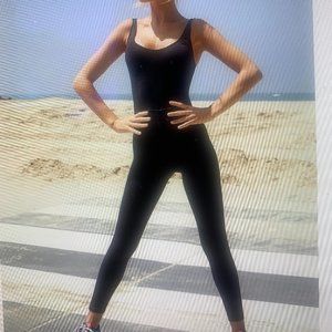 Free People Movement Good Karma M/L Onesie in Mineral Wash Black